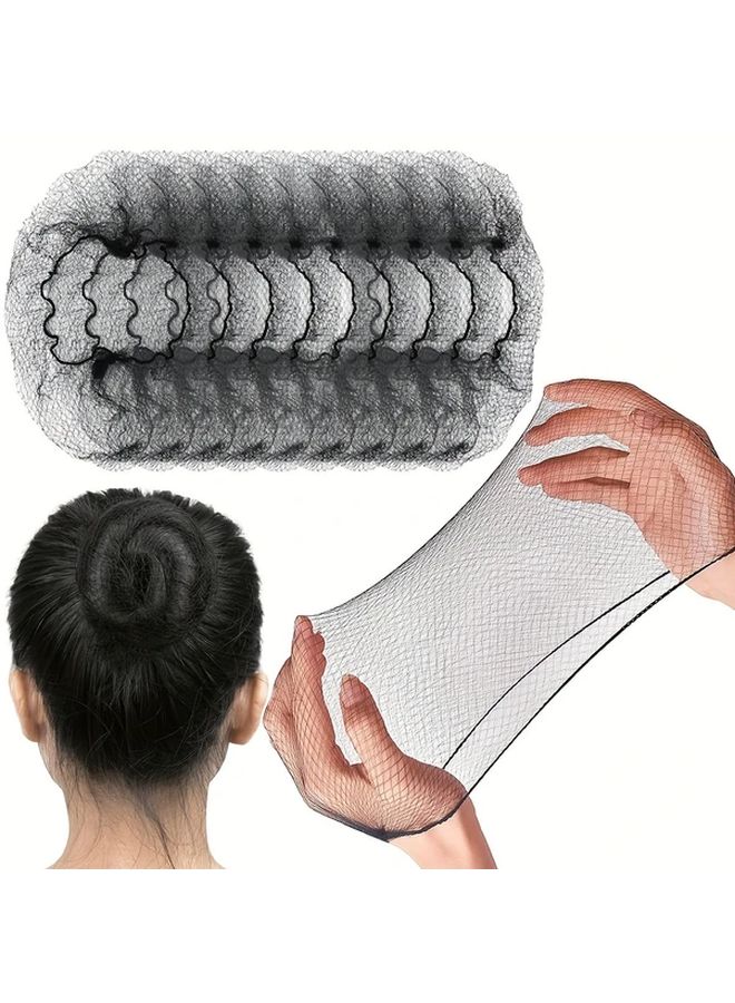 100 Pieces Hair Net 20 Inch Elastic Invisible Mesh For Catering Ballet Bun Sleep Women Wig - Image 1